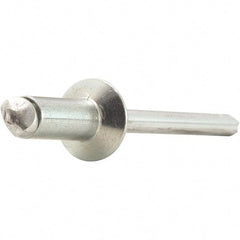 STANLEY Engineered Fastening - Size 4 Countersunk Head Steel Open End Blind Rivet - Steel Mandrel, 0.188" to 1/4" Grip, 1/8" Head Diam, 0.129" to 0.133" Hole Diam, 0.078" Body Diam - Exact Tool & Supply