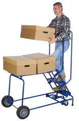 Ballymore - 80" 5 Step Ladder/Cart - 1,000 Lb Capacity, 50" Platform Height, 24" Base Width x 53" Depth, Expanded Metal Tread - Exact Tool & Supply
