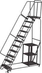 Ballymore - 143" 11 Step Ladder - 450 Lb Capacity, 110" Platform Height, 32" Base Width x 87" Depth, Perforated Tread - Exact Tool & Supply