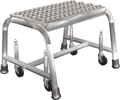 Ballymore - 12" 1 Step Ladder - Rolling Safety Ladder, 450 Lb Capacity, 12" Platform Height, 20" Base Width x 20" Depth, Perforated Tread - Exact Tool & Supply