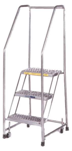 Ballymore - 103" 7 Step Ladder - 300 Lb Capacity, 70" Platform Height, 30" Base Width x 56" Depth, Perforated Tread - Exact Tool & Supply