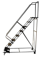 Ballymore - 123" 9 Step Ladder - Rolling Safety Ladder, 450 Lb Capacity, 90" Platform Height, 32" Base Width x 88" Depth, Expanded Metal Tread - Exact Tool & Supply