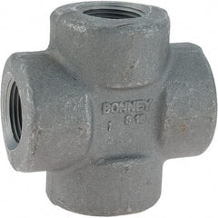 Made in USA - Size 3/4", Class 3,000, Forged Carbon Steel Black Pipe Cross - 3,000 psi, Threaded End Connection - Exact Tool & Supply