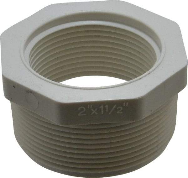 Value Collection - 2 x 1-1/2" PVC Plastic Pipe Bushing - Schedule 40, MIPT x FIPT End Connections - Exact Tool & Supply