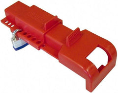 NMC - Polypropylene Butterfly Valve Lockout - 3/8 Inch Max Shackle Diameter, Red - Exact Tool & Supply