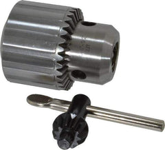 Accupro - JT2, 1/32 to 1/2" Capacity, Tapered Mount Drill Chuck - Keyed, 2.087" Sleeve Diam, 2.717" Open Length - Exact Tool & Supply