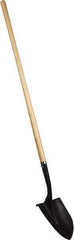 PRO-SOURCE - 11" High x 9-1/2" Wide Round Steel Shovel - 48" Long Wood Straight Handle, Front Turned - Exact Tool & Supply