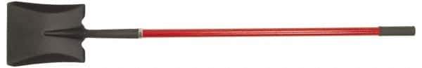 PRO-SOURCE - 11" High x 9-1/2" Wide Square Steel Shovel - 48" Long Fiberglass Straight Handle, Front Turned - Exact Tool & Supply