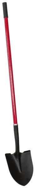 PRO-SOURCE - 11-1/2" High x 8-3/4" Wide Round Steel Shovel - 48" Long Fiberglass Straight Handle, Front Turned - Exact Tool & Supply