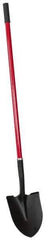 PRO-SOURCE - 11-1/2" High x 8-3/4" Wide Round Steel Shovel - 48" Long Fiberglass Straight Handle, Front Turned - Exact Tool & Supply