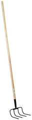 PRO-SOURCE - Refuse Hook with 54" Straight Wood Handle - 7-7/8" Blade Width, 4 Tines, 9" Tine Length - Exact Tool & Supply