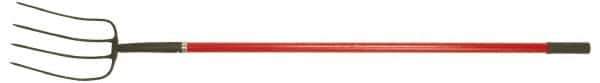 PRO-SOURCE - Spading Fork with 48" Straight Fiberglass Handle - 8-3/4" Blade Width, 4 Tines, 12-1/2" Tine Length - Exact Tool & Supply