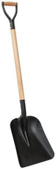 PRO-SOURCE - 13" High x 11" Wide Square Steel Shovel - 34" Long Wood D-Grip Handle - Exact Tool & Supply