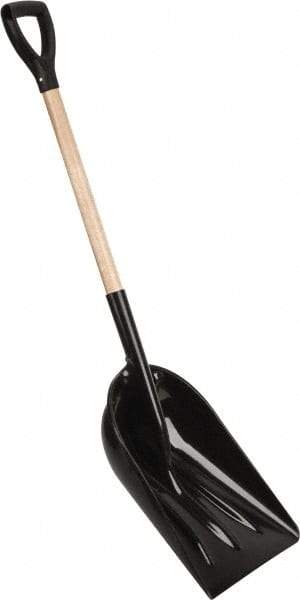PRO-SOURCE - 14" High x 18" Wide Square Plastic Shovel - 29" Long Wood D-Grip Handle - Exact Tool & Supply