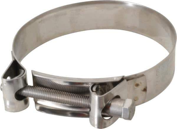 Mikalor - 4-1/4" Hose, 0.98" Wide x 0.04" Thick, T-Bolt Hose Clamp - 4.1 to 4.41" Diam, Stainless Steel - Exact Tool & Supply