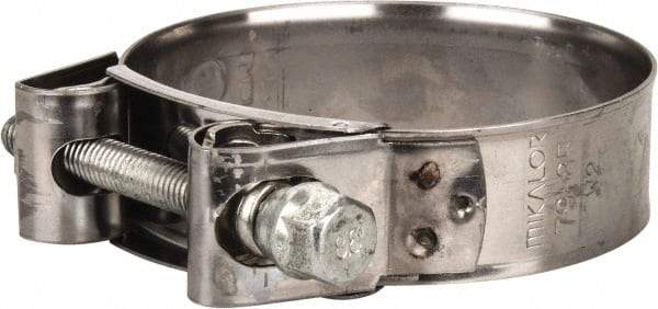 Mikalor - 3-1/4" Hose, 0.98" Wide x 0.04" Thick, T-Bolt Hose Clamp - 3.11 to 3.35" Diam, Stainless Steel Band, Housing & Zinc Plated Screw - Exact Tool & Supply
