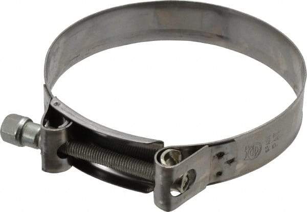 Mikalor - 5" Hose, 0.98" Wide x 0.04" Thick, T-Bolt Hose Clamp - 4.76 to 5.11" Diam, Stainless Steel Band, Housing & Zinc Plated Screw - Exact Tool & Supply