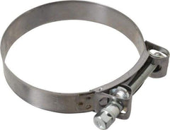 Mikalor - 5-1/4" Hose, 1.1" Wide x 0.051" Thick, T-Bolt Hose Clamp - 5.11 to 5.51" Diam, Stainless Steel Band, Housing & Zinc Plated Screw - Exact Tool & Supply