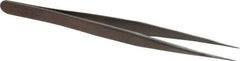 Aven - 4-3/4" OAL 1-SA Precision Tweezers - Stainless Steel, 1-SA Pattern - Exact Tool & Supply