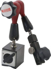 SPI - 175 Lb Magnetic Force, Fine Adjustment Indicator Positioner & Holder with Base - Post & Arm, Round Base, 6-1/2" Base Diam - Exact Tool & Supply