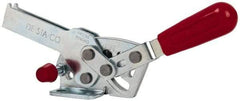 De-Sta-Co - 560 Lb Holding Capacity, Horizontal Handle, Manual Hold Down Toggle Clamp - 69° Handle Movement, 73° Bar Opening, U-Bar, Flanged Base, Electro-Plated Zinc, Carbon Steel - Exact Tool & Supply