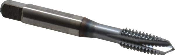 OSG - 5/16-18 UNC, 3 Flute, TiCN Finish, Vanadium High Speed Steel Spiral Point Tap - Plug Chamfer, Right Hand Thread, 2-23/32" OAL, 1-1/8" Thread Length, 0.318" Shank Diam, 2B Class of Fit - Exact Tool & Supply