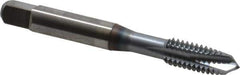 OSG - 5/16-18 UNC, 3 Flute, TiCN Finish, Vanadium High Speed Steel Spiral Point Tap - Plug Chamfer, Right Hand Thread, 2-23/32" OAL, 1-1/8" Thread Length, 0.318" Shank Diam, 2B Class of Fit - Exact Tool & Supply