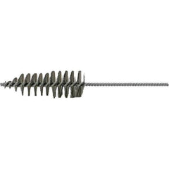 Brush Research Mfg. - 1-5/8" Diam Helical Stainless Steel Tube Brush - Single Spiral, 0.006" Filament Diam, 4-3/4" Brush Length, 10-1/2" OAL, 0.245" Diam Plastic Handle Shank - Exact Tool & Supply