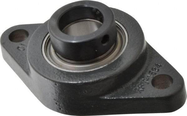 Browning - 1" ID, 4-7/8" OAL x 2-3/4" OAH 2-Bolt Flange - 1,651 Lb Static Cap, 2,801 Lb Dyn Cap, 3-57/64" Btw Mnt Hole Ctrs, Cast Iron - Exact Tool & Supply