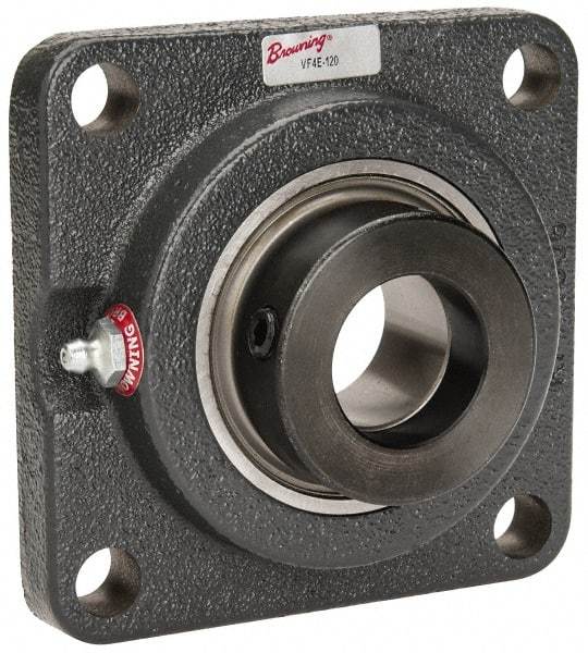 Browning - 1-1/4" ID, 4-5/8" OAL x 4-5/8" OAH 4-Bolt Flange - 3,493 Lb Static Cap, 5,782 Lb Dyn Cap, 3-5/8" Btw Mnt Hole Ctrs, Cast Iron - Exact Tool & Supply