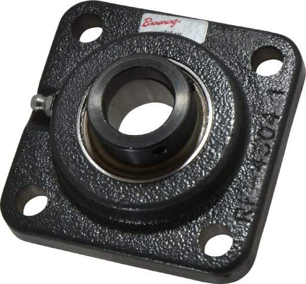 Browning - 1" ID, 3-3/4" OAL x 3-3/4" OAH 4-Bolt Flange - 1,651 Lb Static Cap, 2,801 Lb Dyn Cap, 2-3/4" Btw Mnt Hole Ctrs, Cast Iron - Exact Tool & Supply