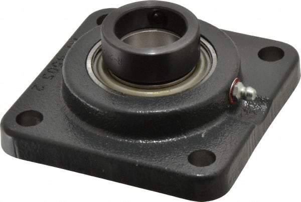 Browning - 1-1/4" ID, 4-1/4" OAL x 4-1/4" OAH 4-Bolt Flange - 2,567 Lb Static Cap, 4,381 Lb Dyn Cap, 3-1/4" Btw Mnt Hole Ctrs, Cast Iron - Exact Tool & Supply