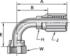 Parker - 9/16-18 SAE Steel Hydraulic Hose Female Seal-Lok Swivel 90° Elbow & Short Drop - 6,000 psi, -4 Hose Size, 1/4" Hose Diam - Exact Tool & Supply