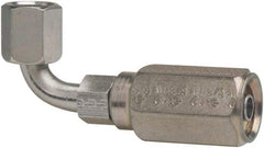 Parker - 9/16-18 Female JIC Steel Hydraulic Hose Female JIC Swivel & 90° Elbow & Short Drop - 5,000 psi, -6 Hose Size, 3/8" Hose Diam - Exact Tool & Supply