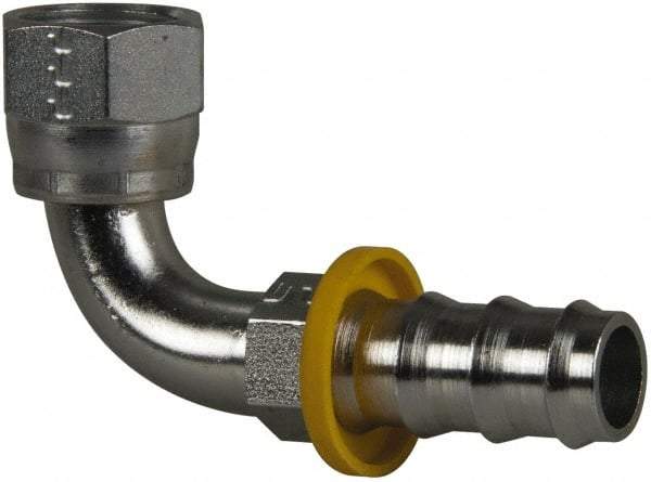 Parker - 7/8-14 Female JIC Steel Hydraulic Hose Female JIC Swivel & 90° Elbow & Short Drop - -10 Hose Size, 5/8" Hose Diam, Series 82 - Exact Tool & Supply