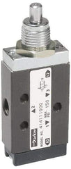 Parker - 0.20 CV Rate, 1/8" NPT Inlet Direct Air 2 Mechanical Spool Valve - 3 Way, 2 Position, 150 Max psi, Plunger Spring Return - Exact Tool & Supply