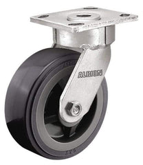 Albion - 8" Diam x 2" Wide x 9-1/2" OAH Top Plate Mount Swivel Caster - Glass Filled Nylon, 1,250 Lb Capacity, Precision Sealed Bearing, 4 x 4-1/2" Plate - Exact Tool & Supply