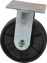 Albion - 6" Diam x 2" Wide x 7-1/2" OAH Top Plate Mount Rigid Caster - Glass Filled Nylon, 1,200 Lb Capacity, Roller Bearing, 4 x 4-1/2" Plate - Exact Tool & Supply