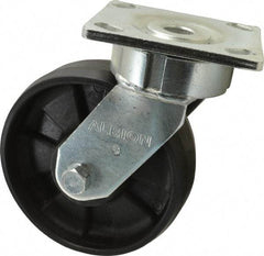 Albion - 6" Diam x 2" Wide x 7-1/2" OAH Top Plate Mount Swivel Caster - Glass Filled Nylon, 1,200 Lb Capacity, Precision Sealed Bearing, 4 x 4-1/2" Plate - Exact Tool & Supply