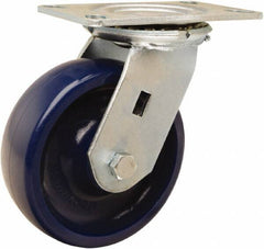 Hamilton - 6" Diam x 2" Wide x 7-1/2" OAH Top Plate Mount Swivel Caster - Polyurethane, 1,100 Lb Capacity, Sealed Precision Ball Bearing, 4-1/2 x 6-1/4" Plate - Exact Tool & Supply