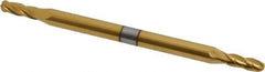 Hertel - 3/32" Diam, 9/32" LOC, 4 Flute Solid Carbide Ball End Mill - TiN Finish, Double End, 2" OAL, 1/8" Shank Diam - Exact Tool & Supply