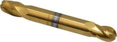 Hertel - 5/16" Diam, 1/2" LOC, 4 Flute Solid Carbide Ball End Mill - TiN Finish, Double End, 2-1/2" OAL, 5/16" Shank Diam - Exact Tool & Supply