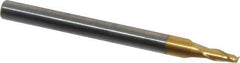 Hertel - 5/64", 3/16" LOC, 1/8" Shank Diam, 1-1/2" OAL, 2 Flute, Solid Carbide Square End Mill - Single End, TiN Finish, Spiral Flute, 30° Helix, Centercutting, Right Hand Cut - Exact Tool & Supply