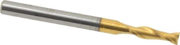Hertel - 7/64", 3/8" LOC, 1/8" Shank Diam, 1-1/2" OAL, 2 Flute, Solid Carbide Square End Mill - Single End, TiN Finish, Spiral Flute, 30° Helix, Centercutting, Right Hand Cut - Exact Tool & Supply