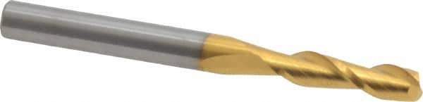 Hertel - 11/64", 9/16" LOC, 3/16" Shank Diam, 2" OAL, 2 Flute, Solid Carbide Square End Mill - Single End, TiN Finish, Spiral Flute, 30° Helix, Centercutting, Right Hand Cut - Exact Tool & Supply