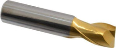 Hertel - 1/2", 5/8" LOC, 1/2" Shank Diam, 2-1/2" OAL, 2 Flute, Solid Carbide Square End Mill - Single End, TiN Finish, Spiral Flute, 30° Helix, Centercutting, Right Hand Cut - Exact Tool & Supply