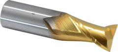 Hertel - 3/4", 1" LOC, 3/4" Shank Diam, 3" OAL, 2 Flute, Solid Carbide Square End Mill - Single End, TiN Finish, Spiral Flute, 30° Helix, Centercutting, Right Hand Cut - Exact Tool & Supply