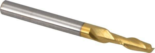Hertel - 5/32", 9/16" LOC, 3/16" Shank Diam, 2" OAL, 2 Flute, Solid Carbide Square End Mill - Single End, TiN Finish, Spiral Flute, 30° Helix, Centercutting, Right Hand Cut - Exact Tool & Supply