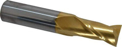 Hertel - 3/4", 1-1/2" LOC, 3/4" Shank Diam, 4" OAL, 2 Flute, Solid Carbide Square End Mill - Single End, TiN Finish, Spiral Flute, 30° Helix, Centercutting, Right Hand Cut - Exact Tool & Supply