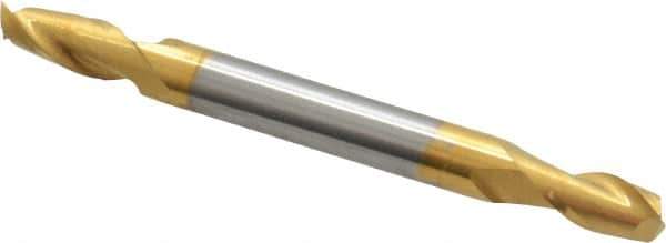 Hertel - 11/64", 5/16" LOC, 3/16" Shank Diam, 2" OAL, 2 Flute, Solid Carbide Square End Mill - Double End, TiN Finish, 30° Helix, Centercutting - Exact Tool & Supply